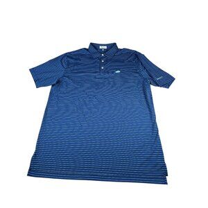 Peter Millar Summer Comfort Polo Blue Striped Men's Sz XL Golf Tee Stretch Cool